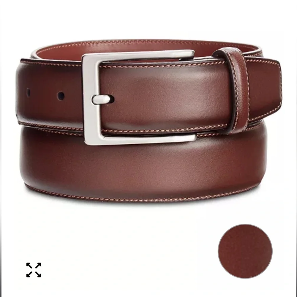 New! Perry Ellis Portfolio Men's Brown Leather Dress Belt, Size Small (30-32)